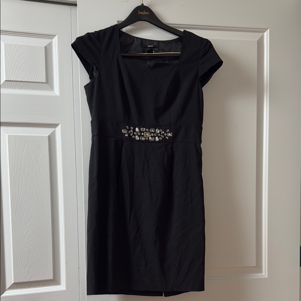 Elegant Black Dress with Embellished Waist